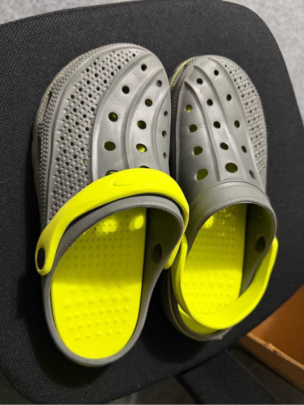 Adult Gray and Neon Yellow Slip-On Clogs
